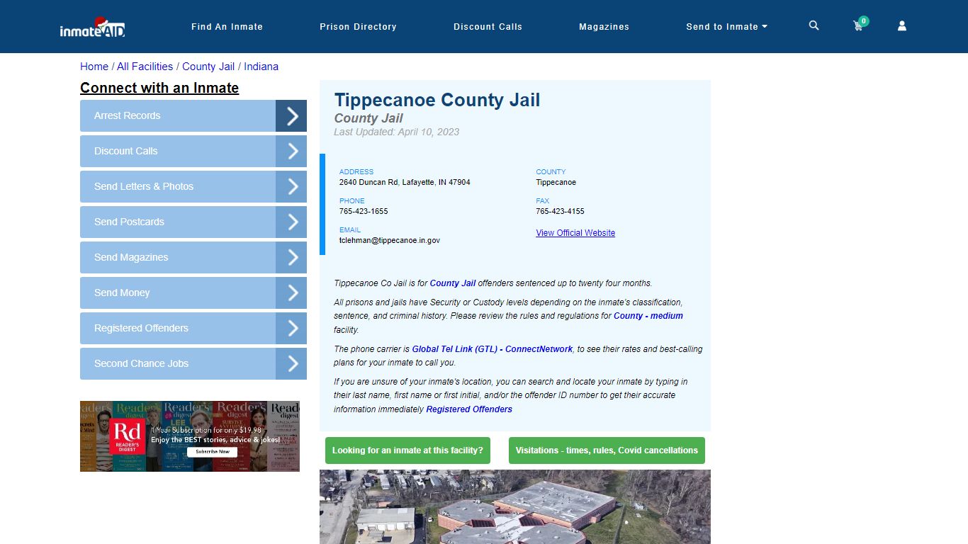 Tippecanoe County Jail - Inmate Locator - Lafayette, IN